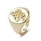 Brass with Cubic Zirconia Adjustable Rings, Cadmium Free & Nickel Free & Lead Free, Mushroom, Real 18K Gold Plated, Inner Diameter: 17.8mm