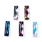 Glass Pendants, Faceted, Rectangle, Mixed Color, 25x7x5mm, Hole: 1.4mm