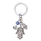 Resin & Tibetan Style Alloy Keychains, with Alloy Split Key Rings, Hamsa Hand, 8.5cm, Hand: 28x19.5mm