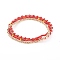 Glass & Brass Stretch Beaded Bracelets Sets, Stackable Bracelets, Round & Rondelle, Golden, Red, Inner Diameter: 2 inch(5cm), 2 inch(5.2cm), 2-1/8 inch(5.4cm), 3pcs/set
