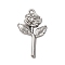 Alloy Pendants, Flower, Lead Free & Cadmium Free, Platinum, 30x17x4mm, Hole: 1.8mm