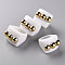Opaque Acrylic Finger Rings, with Half Round CCB Plastic, White, US Size 8 3/4(18.7mm)
