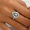 Brass Pave Cubic Zirconia Finger Rings for Women, Hollow Teardrop, Silver, US Size 8(18.1mm)