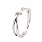 Clear Cubic Zirconia Criss Cross Open Cuff Ring, Brass Jewelry for Women, Cadmium Free & Lead Free, Platinum, Inner Diameter: 16mm