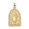 Brass Micro Pave Clear Cubic Zirconia Pendants, Virgin Mary Charms, Real 14K Gold Plated, Arch, 30x17.5x3mm, Hole: 5x3mm