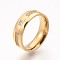 304 Stainless Steel Finger Rings, Wide Band Rings, with Cubic Zirconia, Golden, Size 6~9, 16~19mm