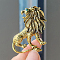 Alloy Rhinestone Brooch for Backpack Clothes, Lion, 52x48mm