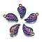 Rainbow Color Alloy Charms, Cadmium Free & Nickel Free & Lead Free, Leaf, Rainbow Color, 14x7.5x1.5mm, Hole: 1.4~1.5mm