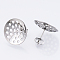 Non-Tarnish 304 Stainless Steel Stud Earring Findings, with Sieve Base, Ear Nuts/Earring Backs, Stainless Steel Color, 20mm, Hole: 1.7mm, Pin: 0.8mm