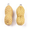 Opaque Resin Pendants, Imitation Food, with Platinum Plated Iron Loops, Peanut Charm, Navajo White, 43x16x16~17mm, Hole: 2mm