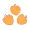 Resin Pendants, Jelly, with Platinum Iron Loops, Orange, 21x19x9mm, Hole: 2mm