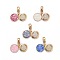 Brass Micro Pave Cubic Zirconia European Dangle Charms, Large Hole Pendants, with Freshwater Shell and Enamel, Flat Round with Heart, Golden, Mixed Color, 23mm, Hole: 4mm, Pendant: 11x2mm