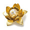 Rack Plating Brass Pendants With ABS Imitation pearls, Lead Free & Cadmium Free,  Long-Lasting Plated, lotus Charms, Real 18K Gold Plated, 16.5x29x27.5mm, Hole: 1.8mm