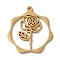 304 Stainless Steel Pendants, Flower, Golden, 23.5x21.5x1mm, Hole: 1.5mm