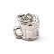 Brass Charms, Cup, Long-Lasting Plated, Lead Free & Cadmium Free, Rack Plating, with Jump Ring, Platinum, 9.5x10x7.5mm, Hole: 3mm