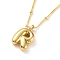 Initial Letter Brass Pendant Necklaces, Real 18K Gold Plated, Letter R, 17.52 inch(445mm), Letter: 20x12mm.