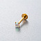 G23 Titanium Alloy Cubic Zirconia 17 Gauge Flat Round Threadless Labrets, Piercing Jewelry for Women Men, Golden, Clear AB, 8x2.5mm, Pin: 1.2mm