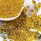 Glass Seed Beads, Silver Lined, Round Hole, Round, Gold, 4x3mm, Hole: 1.2mm, 6429pcs/pound