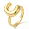 Initials Brass Open Cuff Ring for Women, Cadmium Free & Nickel Free & Lead Free, Letter C, 16x12.5mm, Adjustable