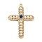 Rack Plating Brass Micro Pave Cubic Zirconia and Plastic pearl Pendants, Cross Charms, Long-Lasting Plated, Cadmium Free & Lead Free, Real 18K Gold Plated, 35x25x4mm, Hole: 1.2mm
