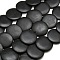Natural Flat Round Black Stone Beads Strands, 30x5mm, Hole: 1mm, about 17pcs/strands, 15
