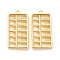 Brass Pendants, Cadmium Free & Nickel Free & Lead Free, Abacus Charm, Real 18K Gold Plated, 24x12x3mm, Hole: 1.4mm