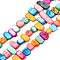 Natural Trochid Shell/Trochus Shell Beads Strands, Dyed, Rectangle, Colorful, 6~11x6~36x1~7mm, Hole: 1mm, about 45~55pcs/strand, 14.96 inch~15.35 inch(38cm~39cm)