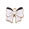 Alloy Enamel Pendants, Bowknot Charms, Golden, White, 15x16x2mm, Hole: 2mm