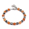 Natural Carnelian & Magnetic Synthetic Hematite Round Beaded Bracelet, 8-1/4 inch(21cm)