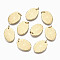 304 Stainless Steel Pendants, with Jump Rings, Oval with Pattern, Real 14K Gold Plated, 17.5x12.5x2mm, Jump Ring: 5x0.8mm, 3.4mm inner diameter