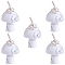 Natural Howlite Pendants, with  Copper Wire, Mushroom, 30x15x16mm, Hole: 5mm