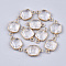 Natural Quartz Crystal Links Connectors, Rock Crystal, with Brass Findings, Square, Golden, 21x13x5~5.5mm, Hole: 2.5mm