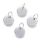 Non-Tarnish 304 Stainless Steel Charms, with Jump Rings, Blank Stamping Tag, Flat Round, Stainless Steel Color, 8x0.7mm, Hole: 3.5mm