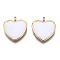 Alloy Pendants, with Enamel, Cadmium Free & Lead Free, Light Gold, Heart, White, 17.5x16x3.5mm, Hole: 1.8mm