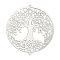 201 Stainless Steel Laser Cut Tree of Life Connector Charms, Etched Metal Embellishments, Non-Tarnish, Stainless Steel Color, 103x94x0.3mm, Hole: 2.5mm
