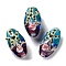 Handmade Lampwork Beads, Oval with Starfish, Colorful, 26.5~27x14.5~15x11~12mm, Hole: 2.5mm