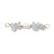 Natural Aquamarine Chip & Natural Cultured Freshwater Pearl Rice Beaded Connector Charms, with Brass Double Loops, Golden, 33.5~38x5.5~8.5x4.5~5.5mm, Hole: 2.5mm