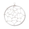 Copper Wired Pendants, Flat Round with Spider Web, Silver, 40x35~36x1mm, Hole: 2mm