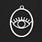 Non-Tarnish 201 Stainless Steel Pendants, Laser Cut, Hollow, Oval with Eye, Stainless Steel Color, 32x21.5x1mm, Hole: 2mm