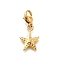 304 Stainless Steel Pendant Decorations, Ion Plating(IP), with Lobster Claw Clasp, Real 14K Gold Plated, Starfish, 15x11.5x2mm