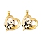 Brass Micro Pave Cubic Zirconia Pendants, Cadmium Free & Nickel Free & Lead Free, with Enamel, Real 18K Gold Plated Panda Mother & Son Charms, White, 25x24x3.5mm, Hole: 5x3.5mm