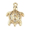Brass Micro Pave Cubic Zirconia Pendants, Cadmium Free & Nickel Free & Lead Free, Tortoise, Real 18K Gold Plated, 19x13x3mm, Hole: 1.6mm