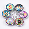Glass Pendants, with Zinc Alloy Cabochon Settings, Flat Round with Om Symbol, Platinum, Mixed Color, 35x27x14mm, Hole: 3x6mm