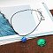Zinc Alloy & Luminous Blue Glass Flat Round with Constellation Pendant Black Waxed Cord Necklaces, Platinum, Cancer, 15.75 inch(40cm)