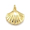 Rack Plating Brass Pendants, Shell Shapes, with Jump Ring, Cadmium Free & Lead Free, Long-Lasting Plated, Real 18K Gold Plated, 18.5x19x4mm, Hole: 3.5mm