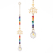 AB Color Teardrop Glass Suncatchers, with 201 Stainless Steel Lotus and Colorful Glass Bead, Wall Pendant Hanging Ornament for Home Garden Decoration, Golden, 23.4cm