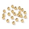 Brass Beads, with Rubber Inside, Slider Beads, Long-Lasting Plated, Round, Real 18K Gold Plated, 4x3mm, Hole: 1mm