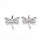 Brass Micro Pave Cubic Zirconia Pendants, Cadmium Free & Lead Free, Dragonfly Charms, Platinum, 17x22x3mm, Hole: 5x2.5mm