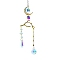 Alloy Moon & Branches Hanging Ornaments, Glass Round/Cone Tassel Suncatchers for Garden Outdoor Hanging Decorations, Clear AB, 365mm