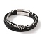 Braided Microfiber Leather Multi-strand Bracelets, Viking 304 Stainless Steel Bracelets for Men, Anchor & Helm, 8x3/4 inch(20.2x2cm)